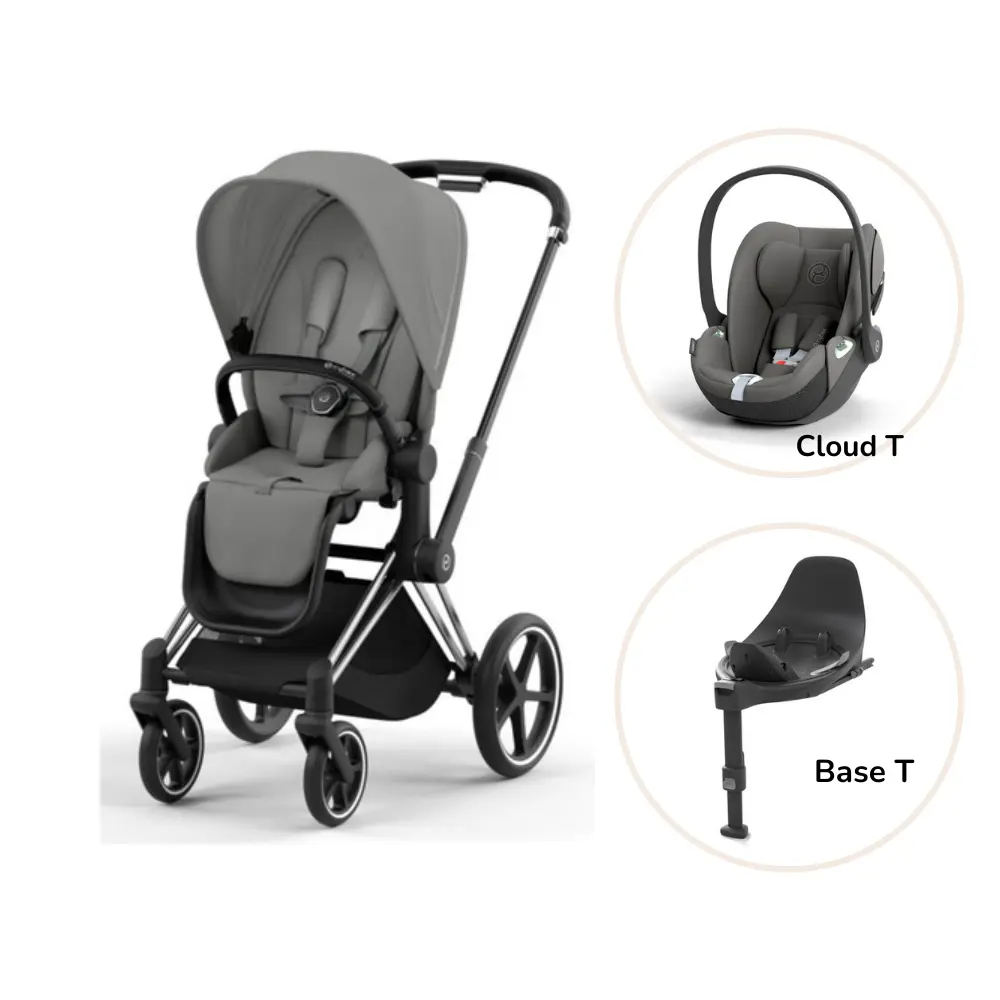 Priam klapvogn inkl. cloud T og base - mirage grey/chrome black