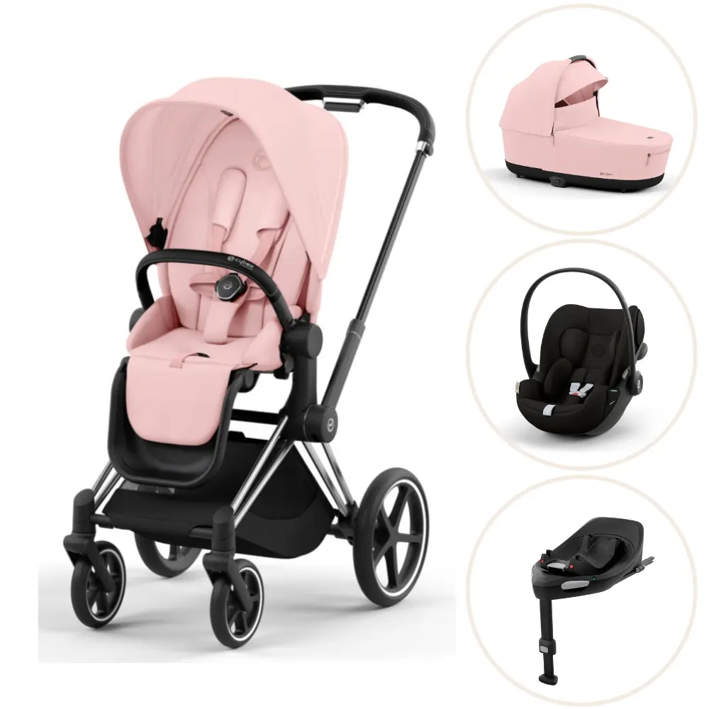 Priam duovogn peach pink/chrome black inkl. Cloud G og Base G - magic black