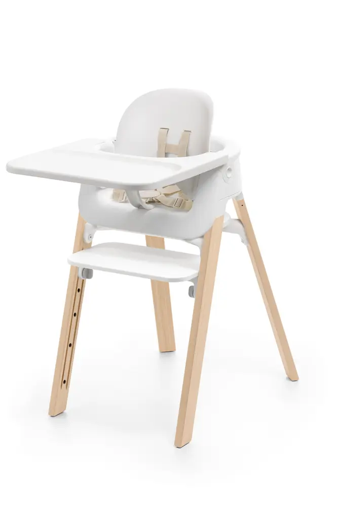 Stokke Steps Højstol + Babyset - Hvid/Natur