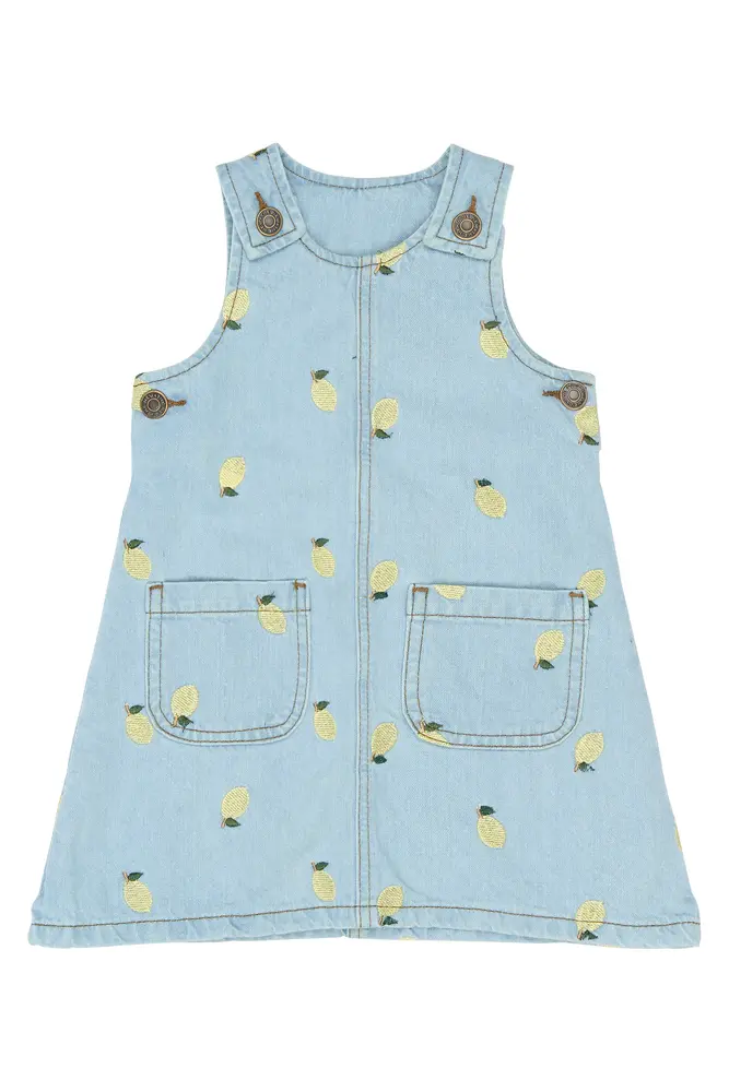 Saja Denim Kjole - Light Blue Denim EMB - 98
