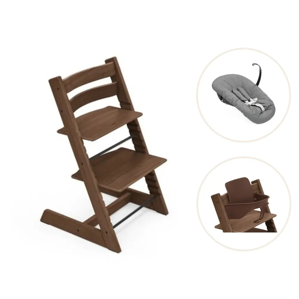 Tripp Trapp Højstol Eg Inkl. Newborn Sæt Og Babysæt - Warm Brown