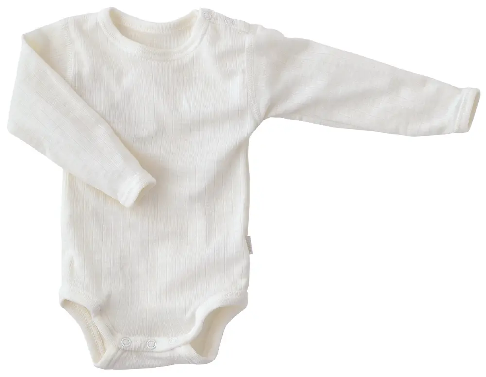 Lang Ærmet Body i Rib - Joha Uld - Natur - 110