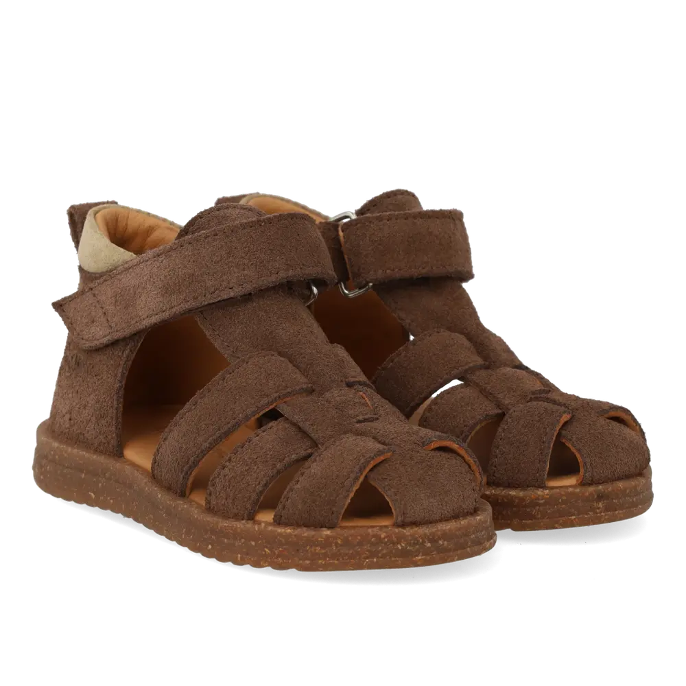 Begynder Sandal m Velcro - Dark Taupe/Sand - 22