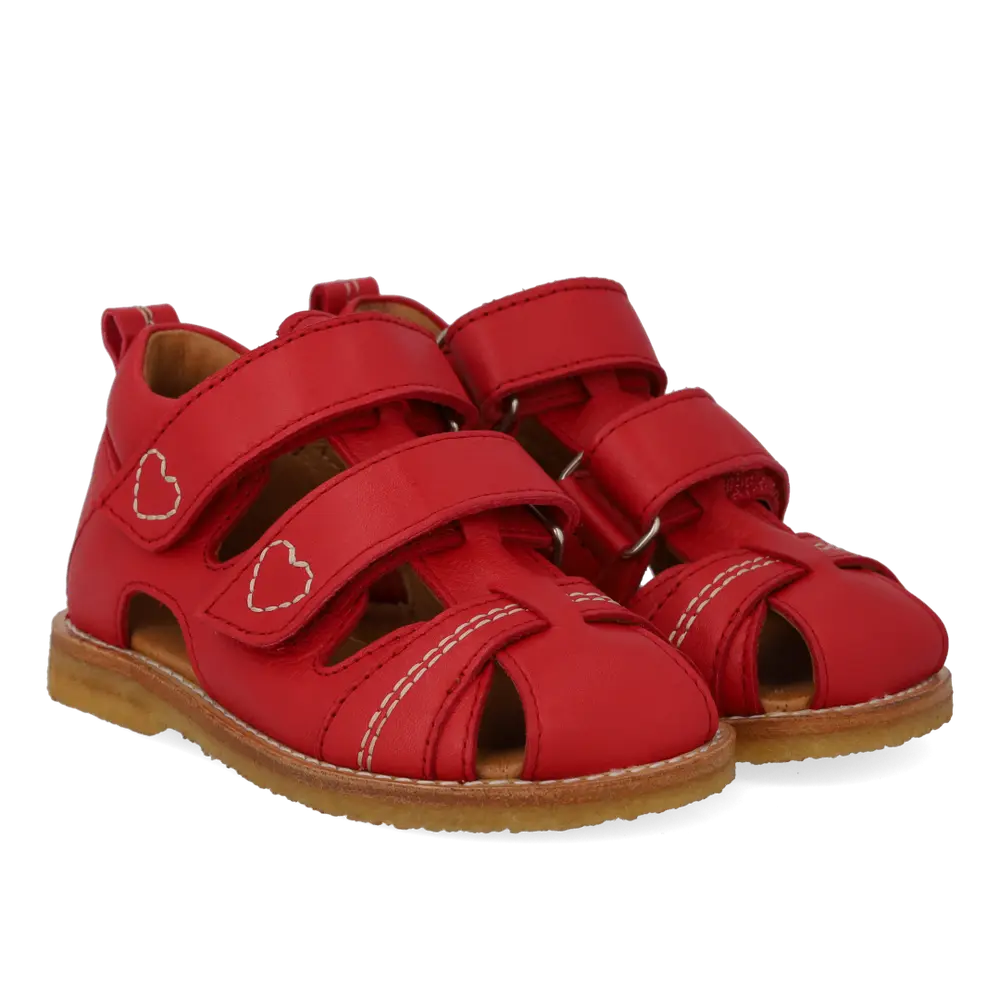 Sandal m. Hjerte Broderi - Red - 24