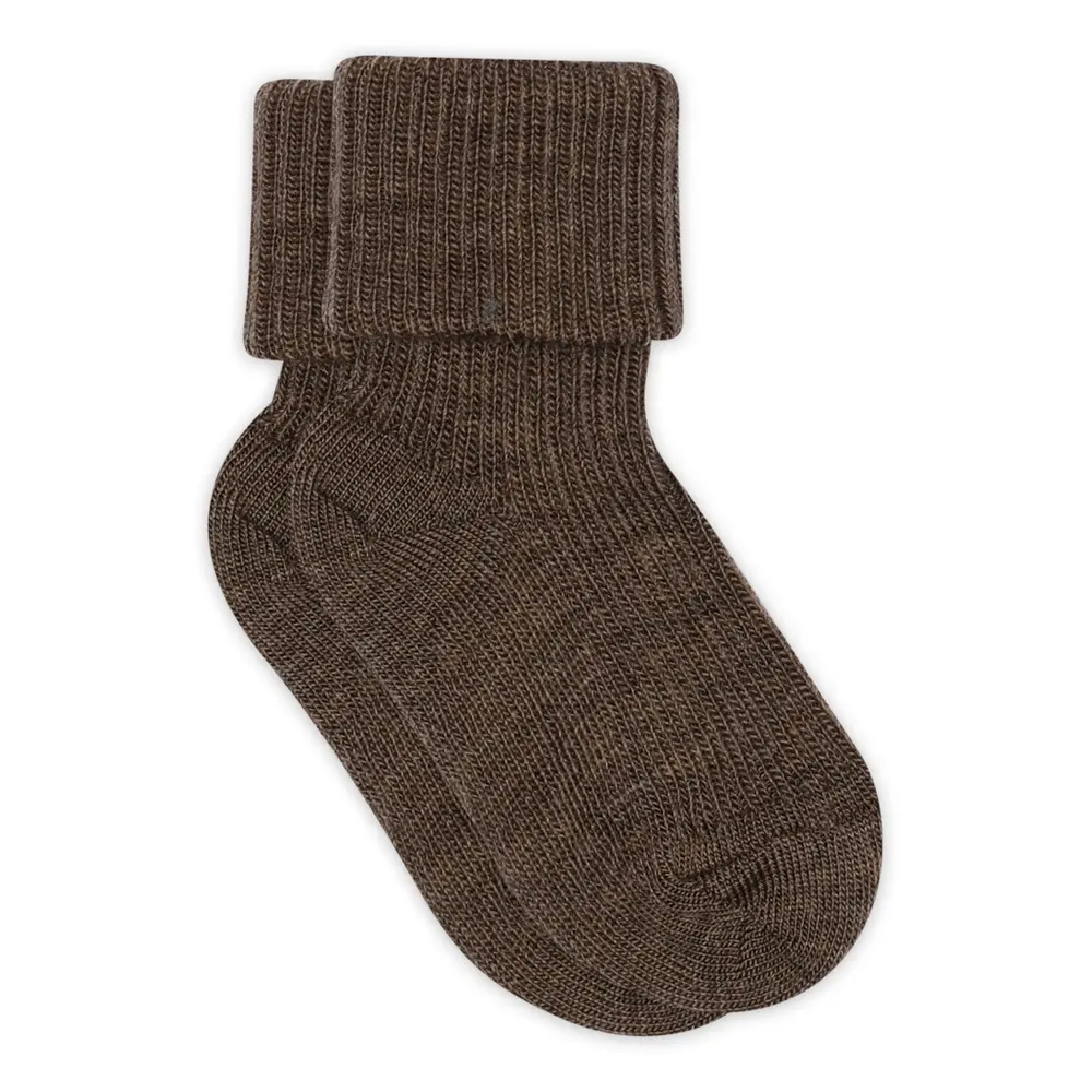 MP Denmark Uld Ankelstrømpe Rib - Brown Melange - 15/16
