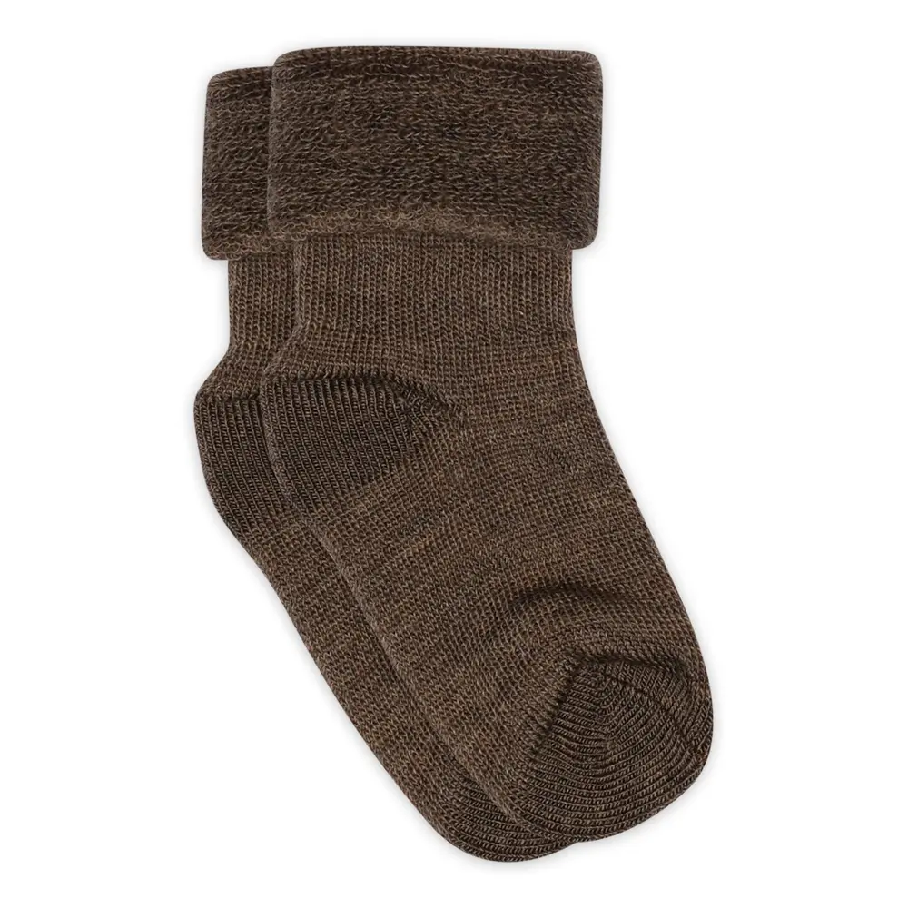 Uld Ankelstrømpe Terry - Brown Melange - 22/24