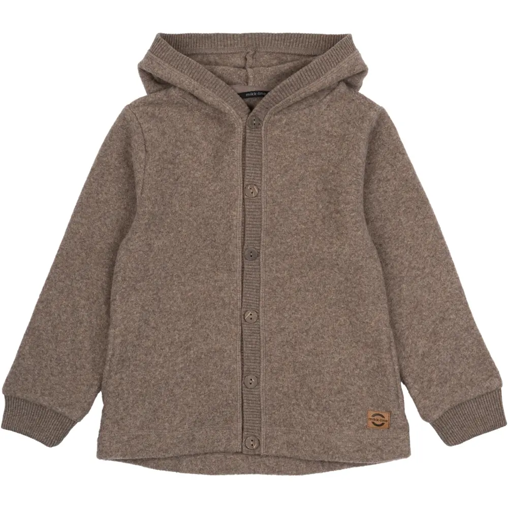 Bomuld Fleece Cardigan med hætte - MELANGE DENVER - 56