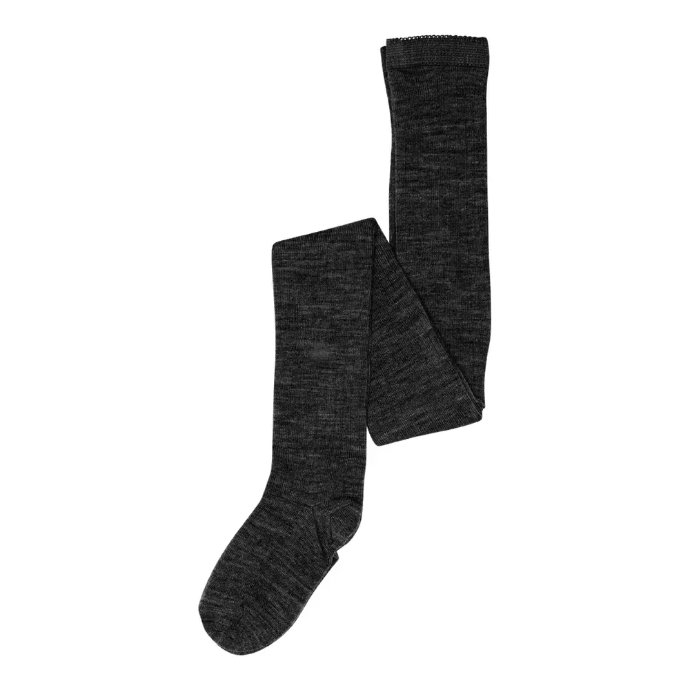 MP Denmark Uld Strømpebukser Rib - Dark Grey Melange - 100