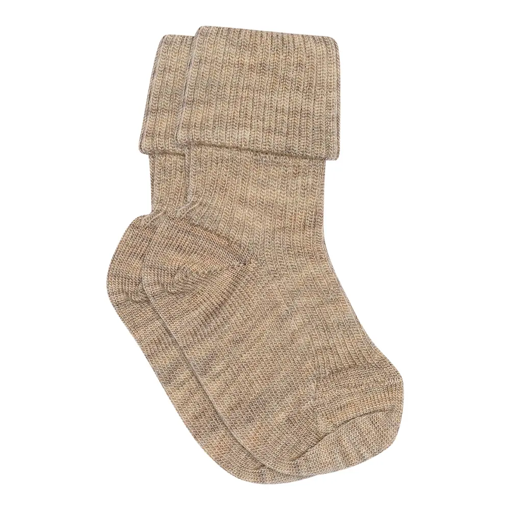 MP Denmark Uld Ankelstrømpe Rib - Light Brown Melange - 19/21