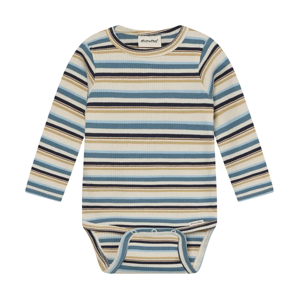 Langærmet Rib Body m. Striber - Moonstone - 62