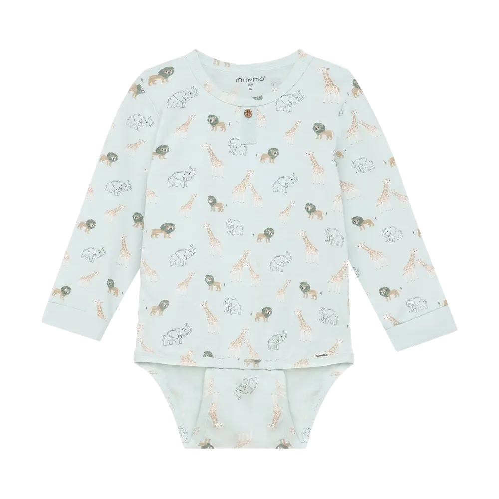 Langærmet Body m. Print - Sprout Green - 62