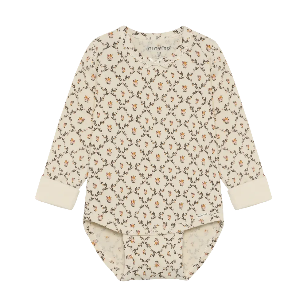 Minymo Langærmet Rib Body - Seedpearl - 92