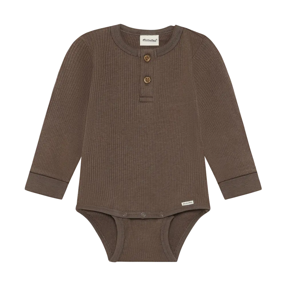 Minymo Langærmet Rib Body - Chocolate Chip - 62