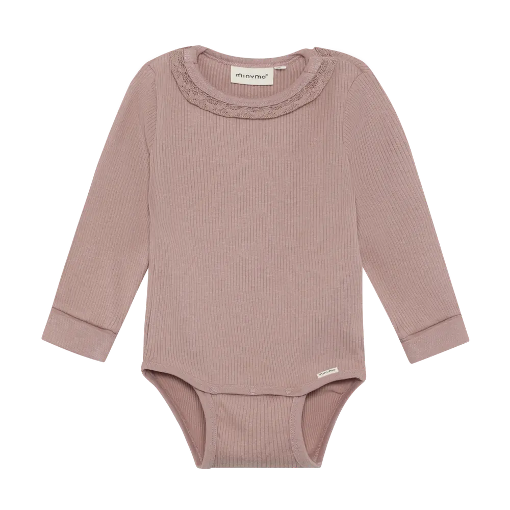 Minymo Langærmet Rib Body - Fawn - 62