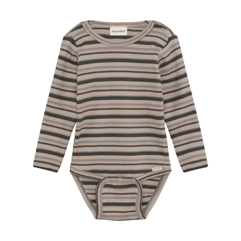 Minymo Langærmet Rib Body - Beetle - 92