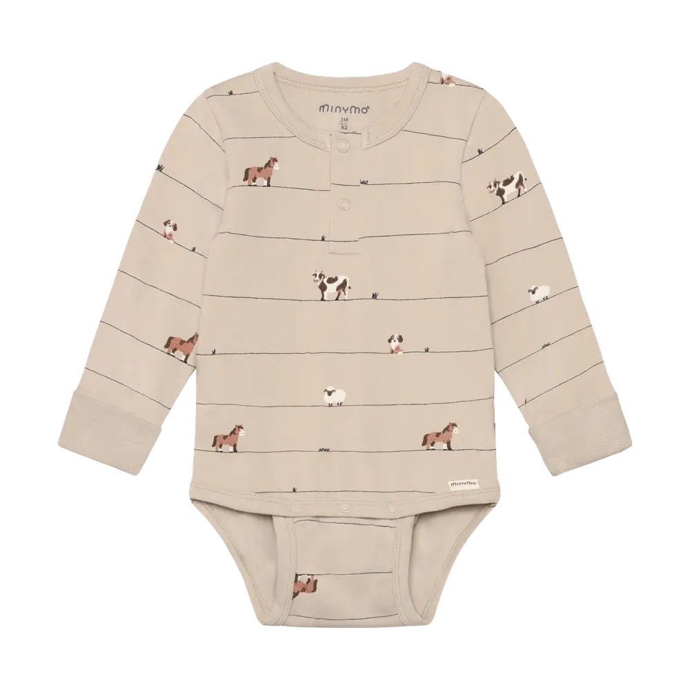 Minymo Langærmet Body - Feather Gray - 92