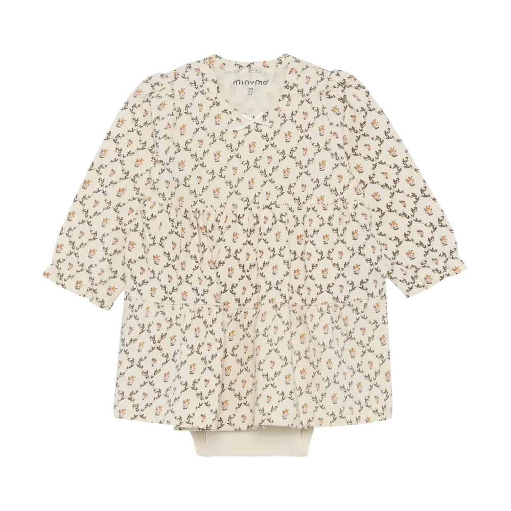 Minymo Langærmet Bodykjole - Seedpearl - 50