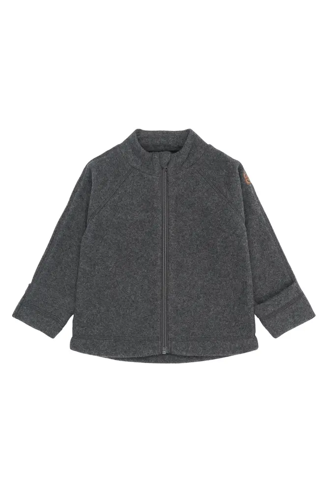 Bomuld Fleece Baby Jakke - Anthracite Melange - 104