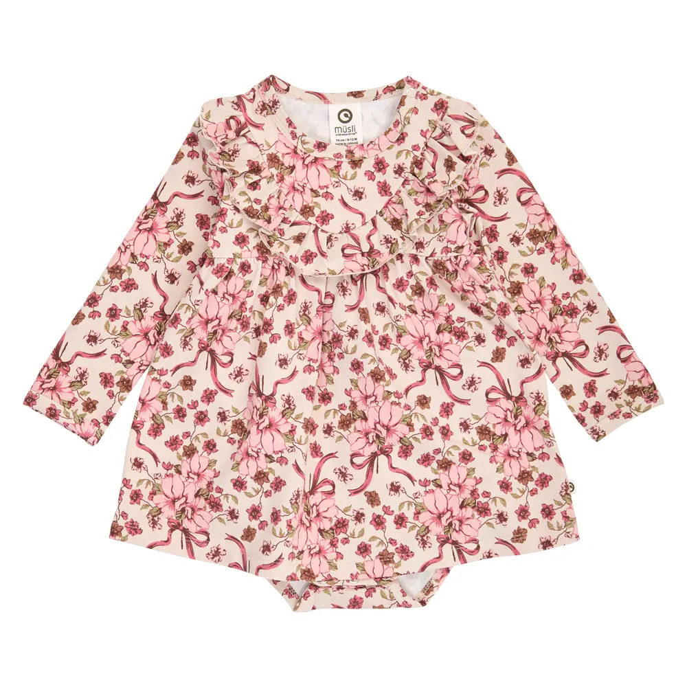 Müsli Bouquet Bodykjole Med Flæse - Oak/Blush/Baroque Rose - 86