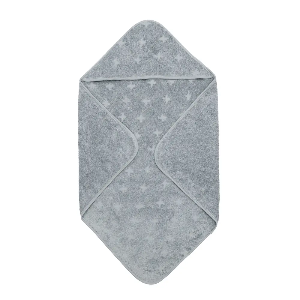 Håndklæde med hætte, 70 x 70 cm - Jasmin blue