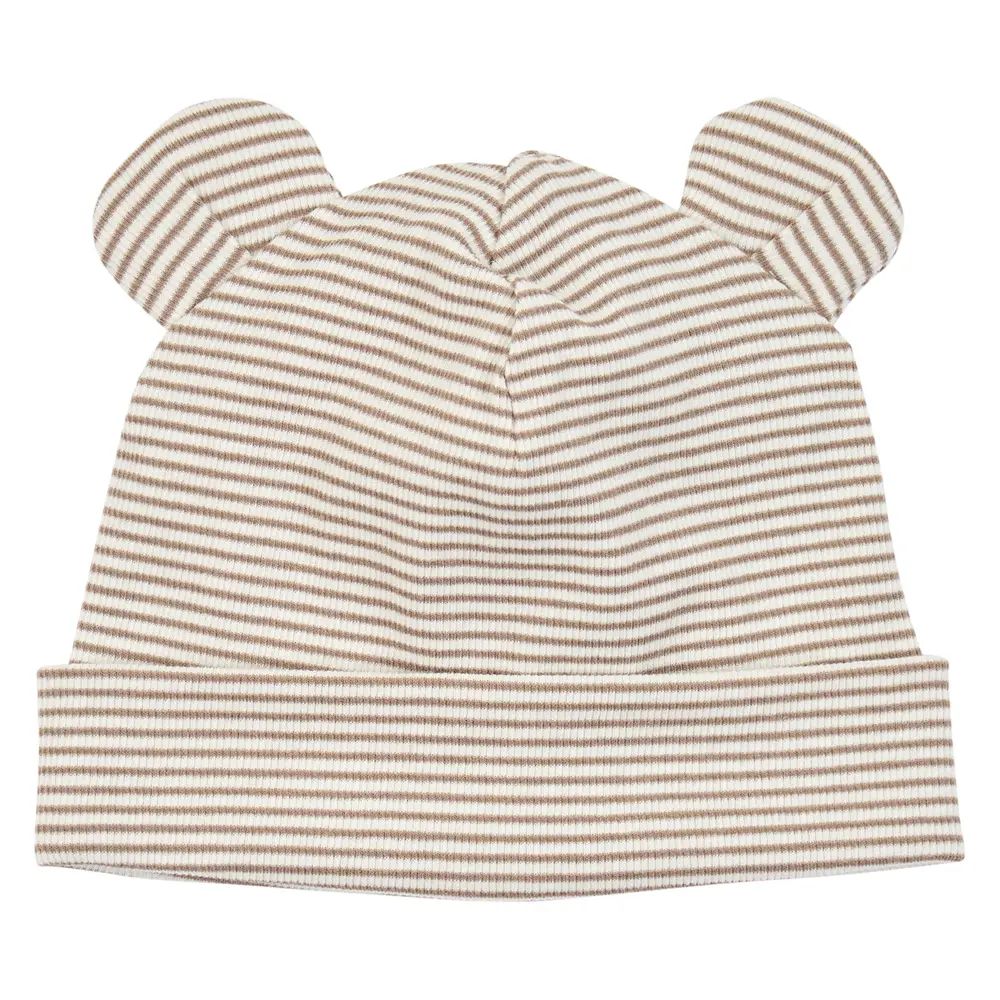 Müsli Mini Stripe Rib Hue m. Ører - Balsam Cream/Walnut/Oat  - 68/74