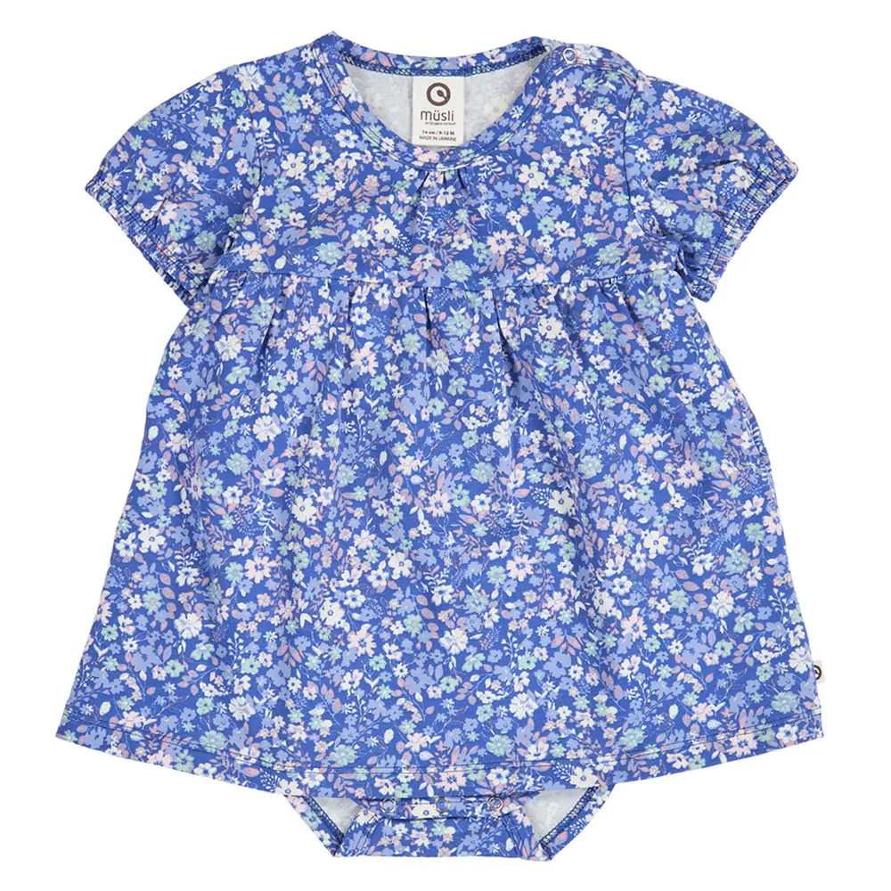 Primrose Blomstret Kjole Body - Azure blue/ Nectar/ Tofu - 80