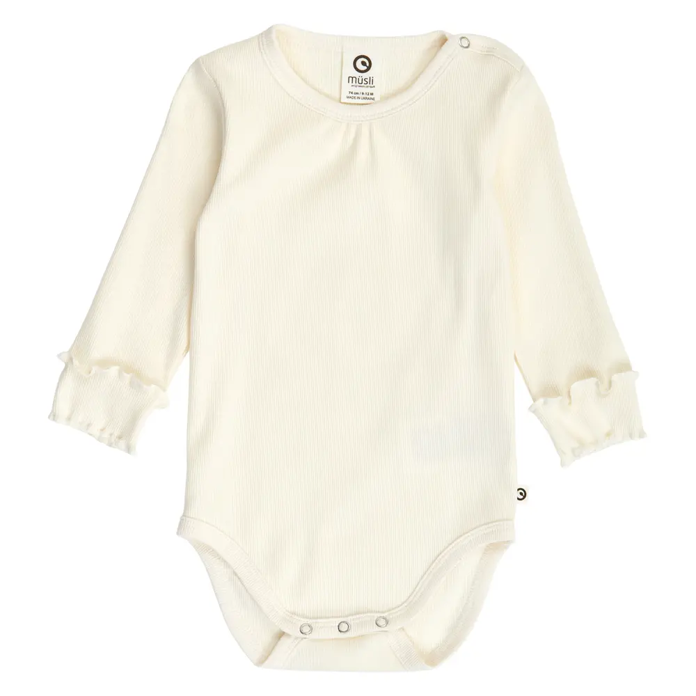 Cozy Me Rib Deco Langærmet Body - Tofu - 80
