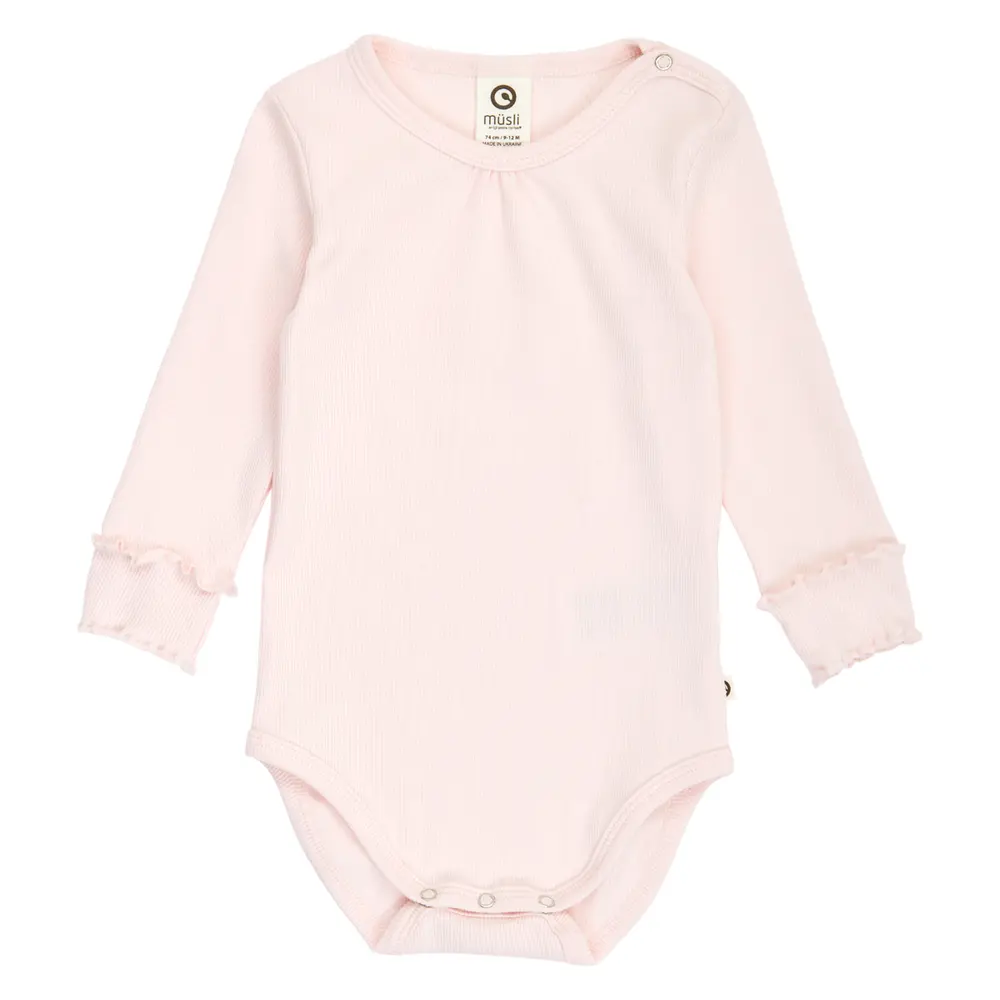 Cozy Me Rib Deco Langærmet Body - Primrose - 86