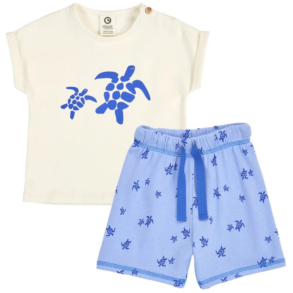 Turtle Sæt - Azure blue/ Shell blue - 86