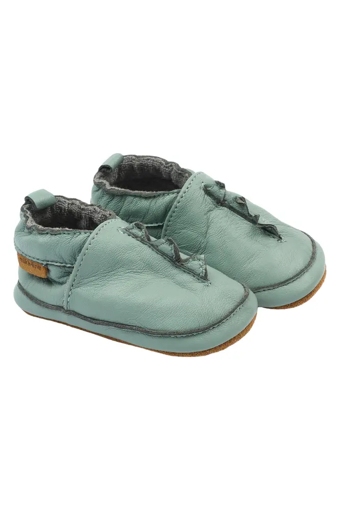 Mikk-Line Læder Slipper Dino - Green Milie - 0-6 MDR.