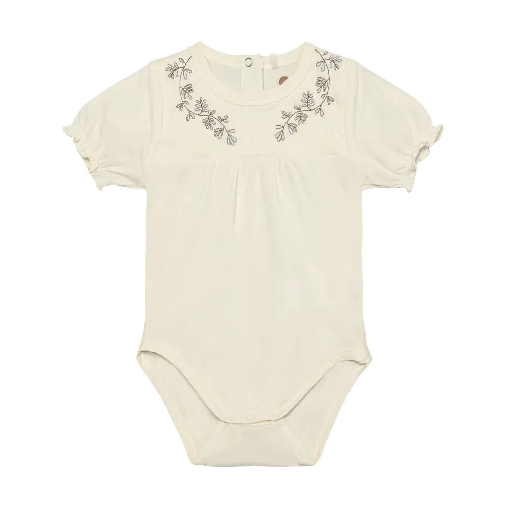 Kortærmet Broderi Body - Eggnog - 62