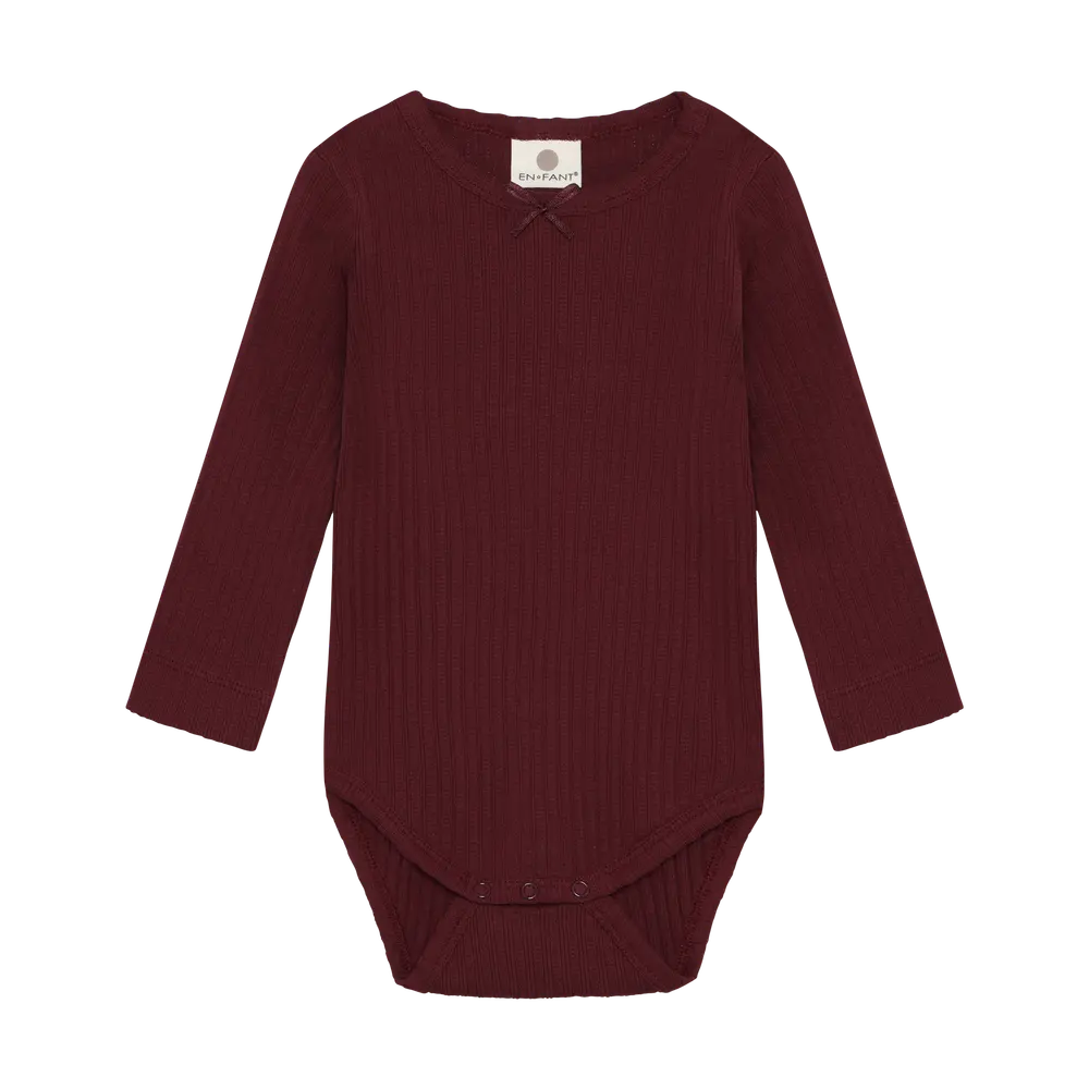 En Fant Langærmet Body - Burgundy - 68