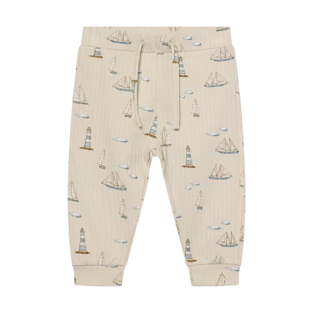 Rib Bukser m. Print - Fog - 92