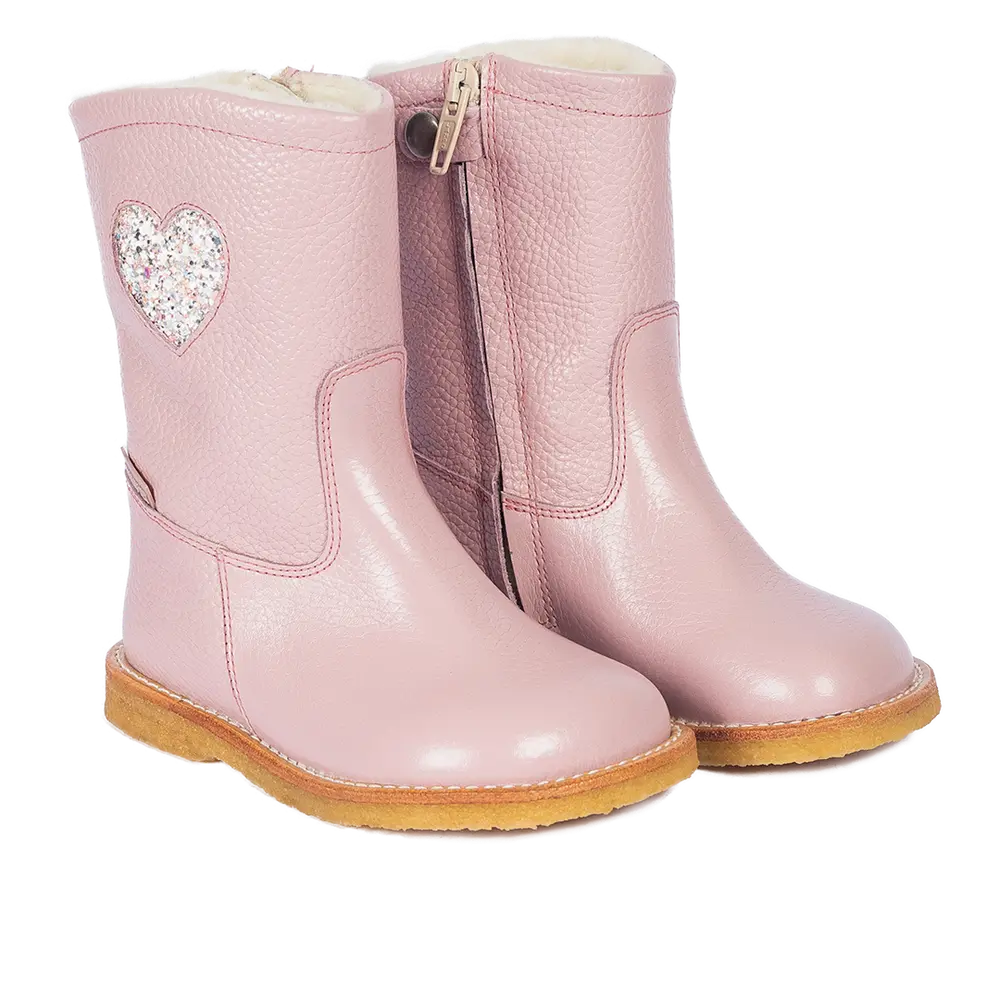 Vandafvisende TEX-støvle med glitterhjerte - Mauve - 29