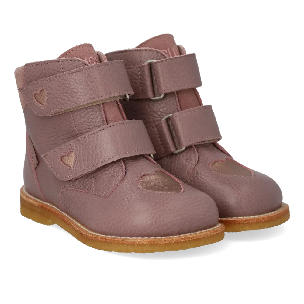 Angulus TEX-Støvle m. Glitterhjerter - Faded Rose/Rose Copper - 25