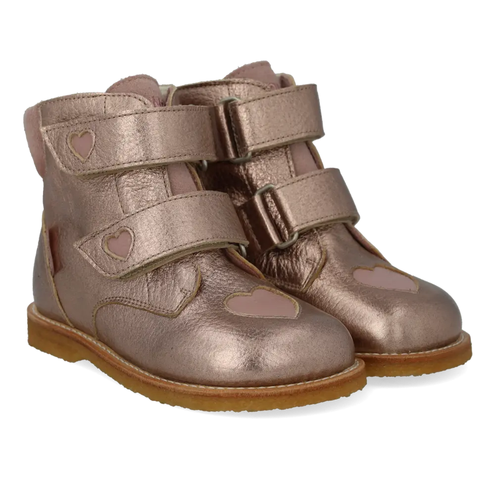Angulus TEX-Støvle m. Glitterhjerter - Rose Copper/Faded Rose - 28
