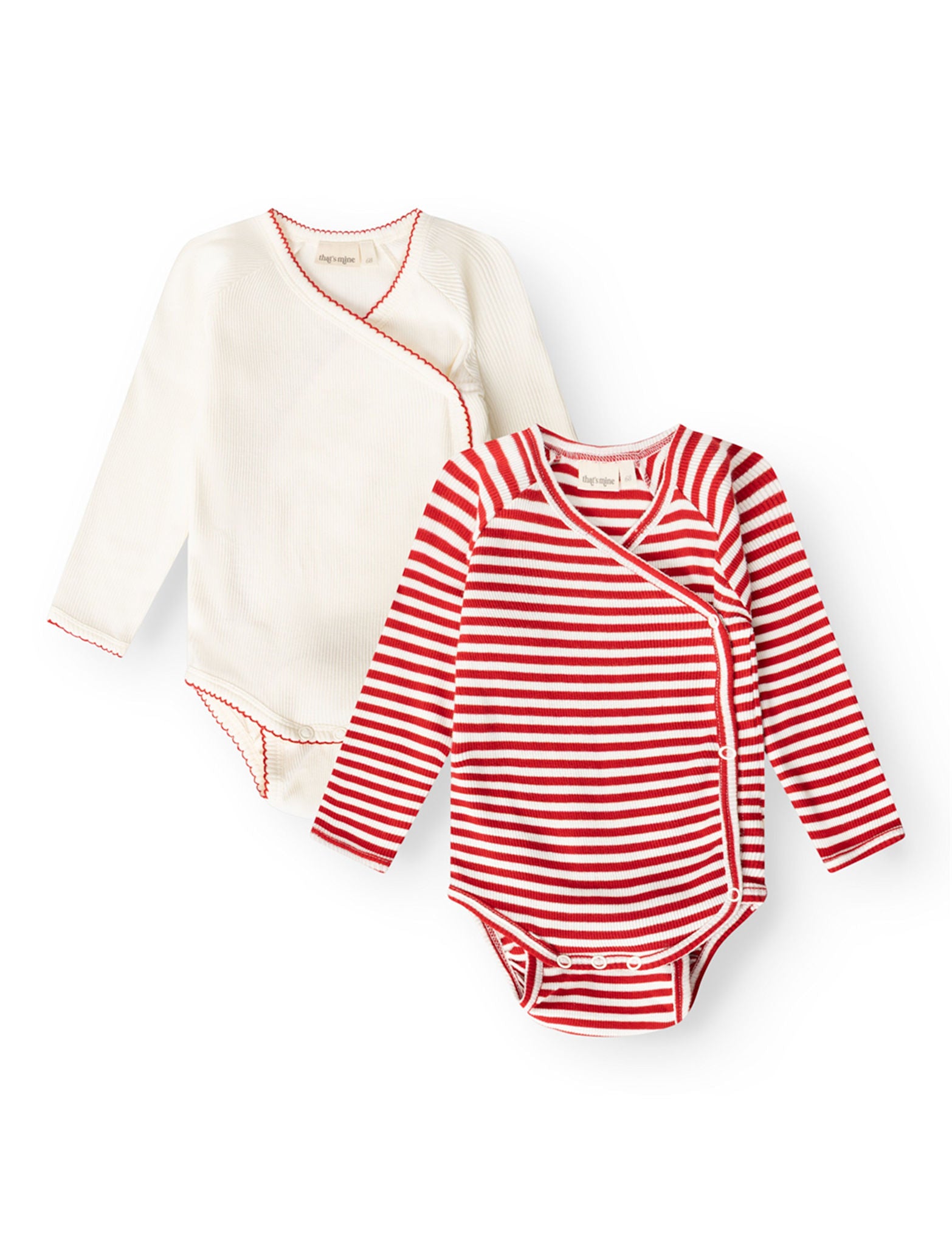 That's Mine - Juma slå-om bodystocking 2-pak - Red stripe - 68cm - 6M