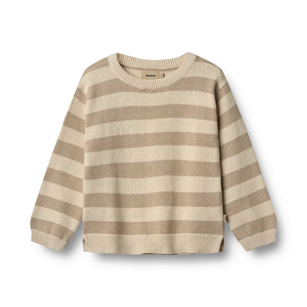 Wheat Morgan Strik Pullover - Beige Stripe - 122