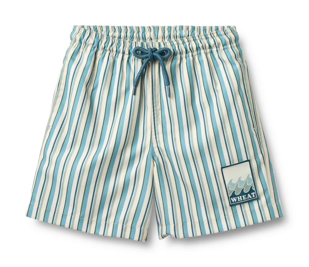 Hansi Badge Badeshorts - Aqua Stripe - 116