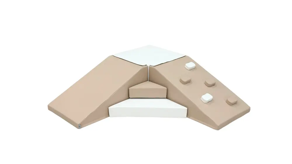 Skum legesæt med rutsjebane og klatrevæg - hårdt skum - beige/hvid