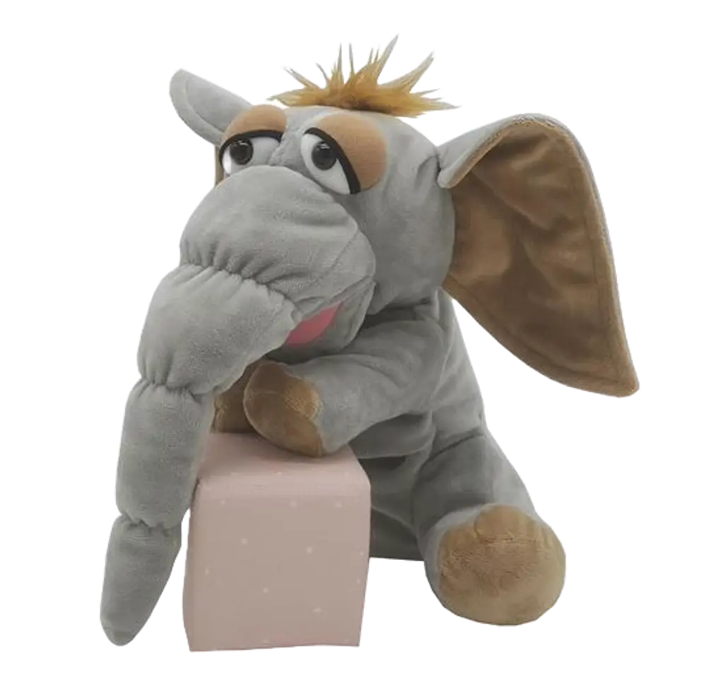 Elefant (mammut) hånddukke 25 cm.