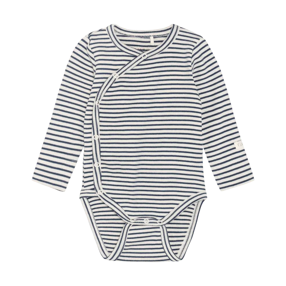 Langærmet Wrap Rib Body - Vintage Indigo - 50
