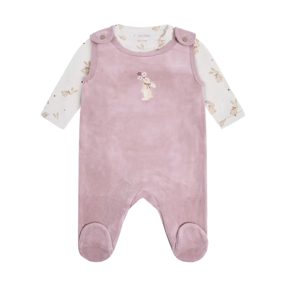 Fixoni Sæt m. Body og Velour Romper - Keepsake Lilac - 56