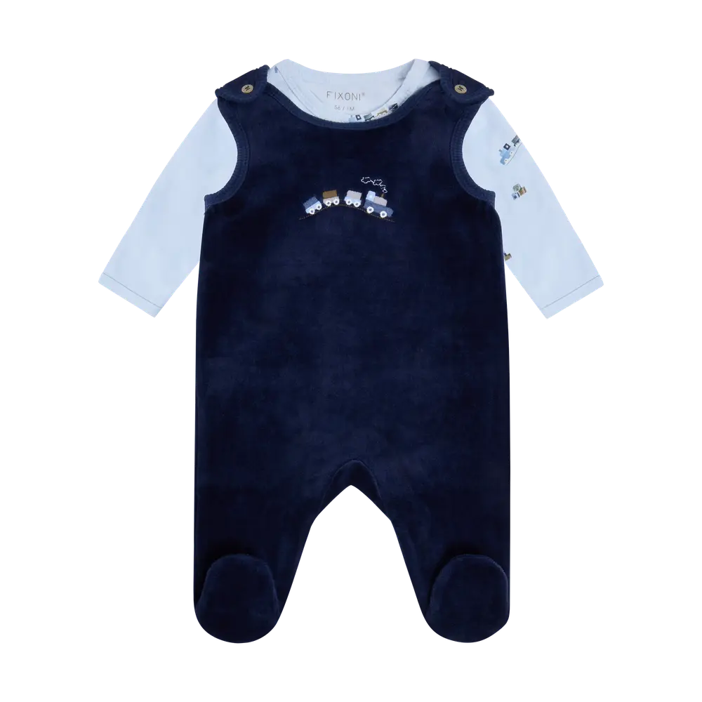 Fixoni Sæt m. Body og Velour Romper - Navy Blazer - 68