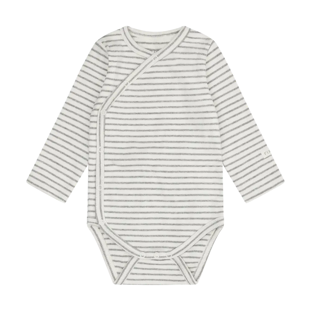 Fixoni Langærmet Rib Wrap Body - Flint Gray Melange - 62