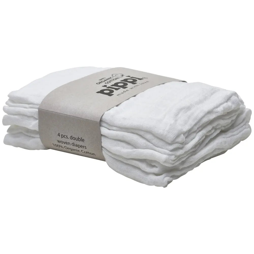 Pippi Økologisk Stofble 4-pak 65x65 cm - Hvid