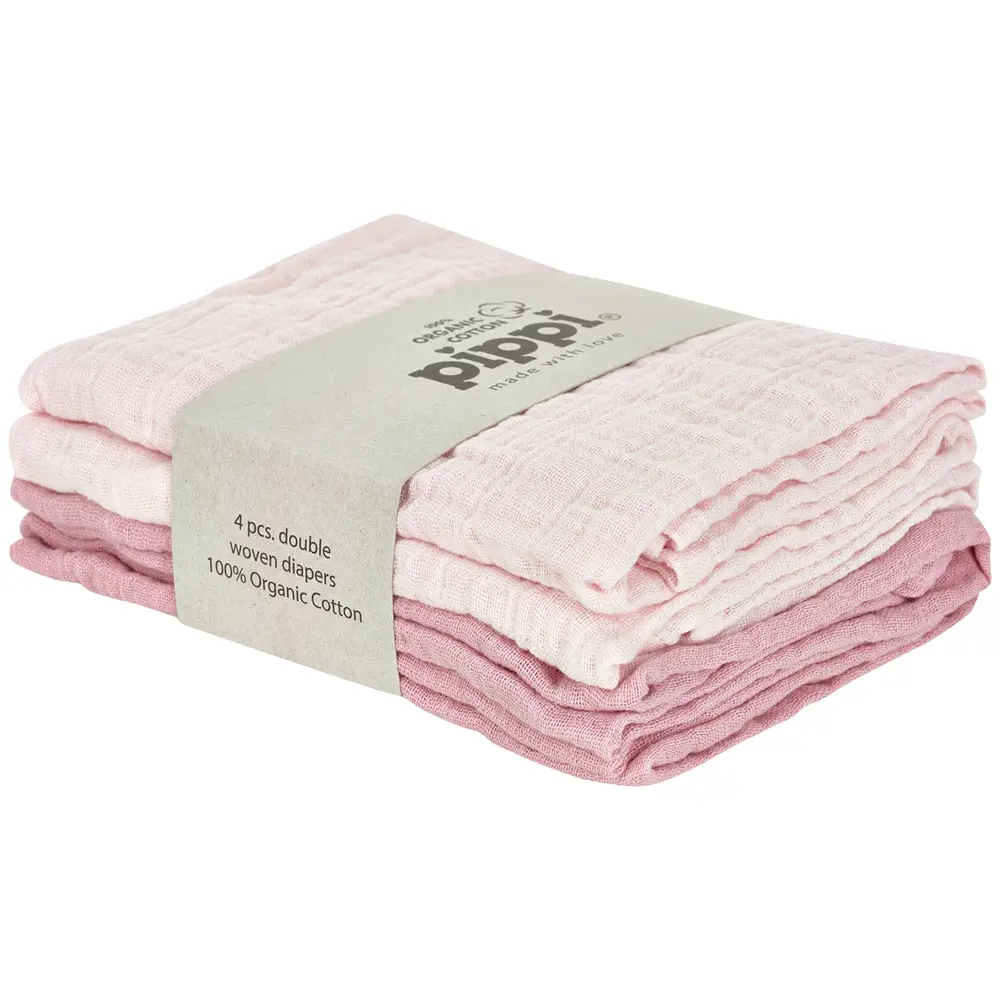 Pippi Økologisk Stofble 4-pak 65x65 cm - Lyserød
