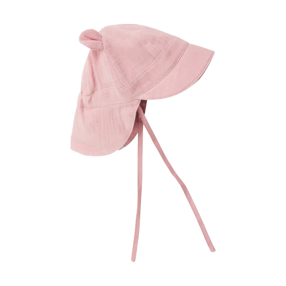 Sommerhat m. Ører Muslin - Pale Mauve - 6-12 MDR.