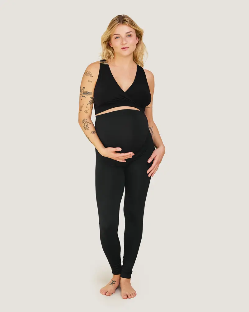 Graviditets Leggings Med Støtte - Sort - Small