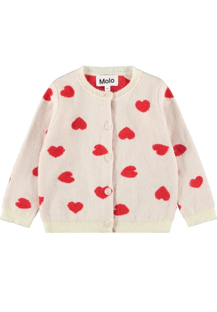 Molo Goldie Cardigan - Red Hearts - 56